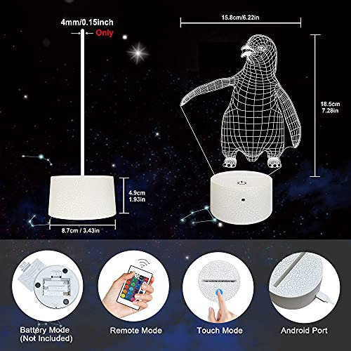 Lámpara Nocturna Con Forma De Pingüino Amonita, Lámpara 3d I