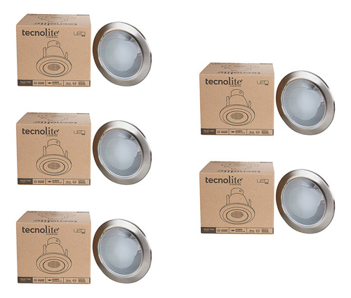 5 Lámparas De Techo Led Empotrable 8.5w 65k Satín Tecnolite Color Satinado