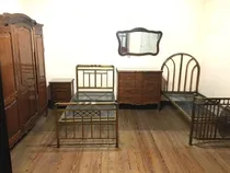 Comprar Juego De 8 Muebles Dormitorio Antiguo Madera Maciza Y Bronce