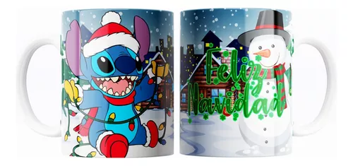 Taza De Cerámica Navideña Stitch Disney 325ml Diseño 117