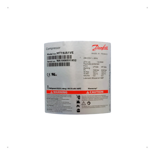 Compressor Recíproco Maneurop Danfoss Monofásico Mt19-1vi