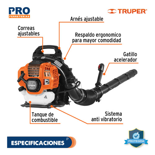 Sopladora Con Motor De 53cc A Gasolina Tipo Mochila 102970