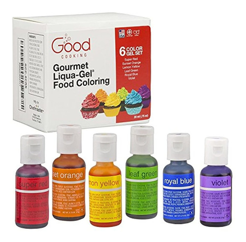 Food Coloring Liqua-gel 6 Pk (4.5 Oz, 120ml) - 6 Color Rainb