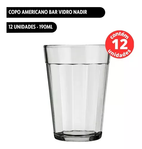 Jogo Copo Vidro Americano Com 12 Unidades 190ml Nadir