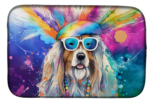 Dac2456ddm Bearded Collie Hippie Dawg Dish Drying Mat Abs