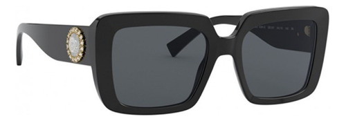 Gafas de sol Versace para mujer Mod.4384 Gb1/87, 54 colores, marco negro, color varilla negra, color lente negra, color gris, diseño cuadrado