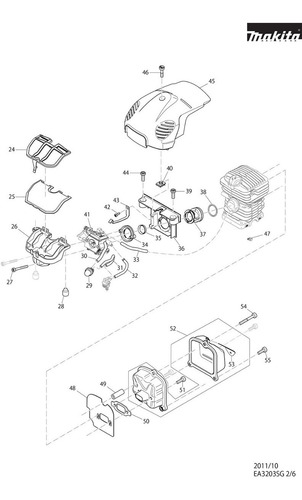 Vista Explodida Motosserra Gasolina Ea3203sbag - Makita