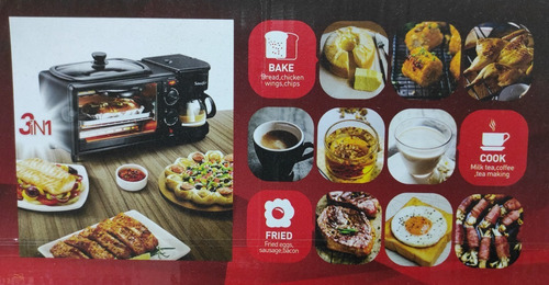 Horno Desayunador Cafetera Parrilla 3 En 1 / Multiuso Nuevo