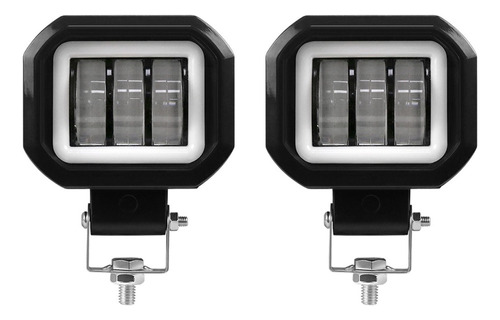 Par Faro Ojo De Angel Cuadrado 3 Led 30w Lupa 6d Estrobos