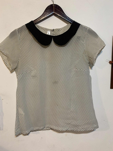 Camisola Remera De Gasa Cuello Bebé Con Pequeños Lunares S