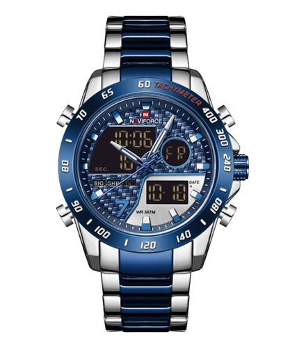 Reloj Naviforce Acero Inoxidable - Azul Y Plata Elegante