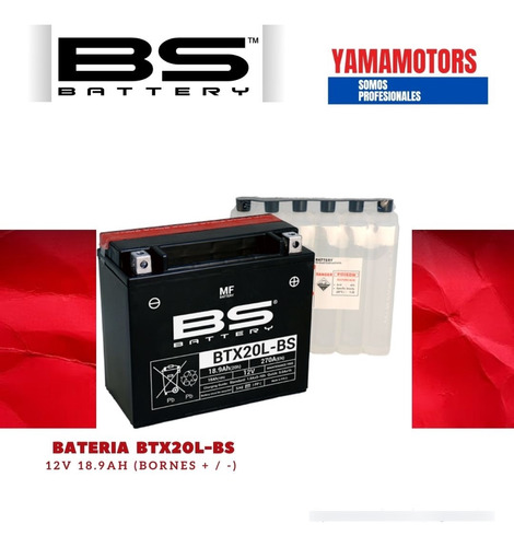 Bateria 12v 18.9ah Btx20l-bs (bornes - / +) (bs Battery)