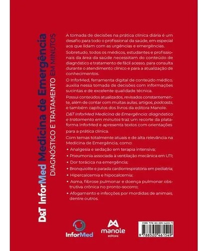 D&t Informed Medicina De Emergencia: D&t Informed Medicina De Emergencia, De Brandao Neto, Rodrigo Antonio. Editora Manole, Capa Mole, Edição 1 Em Português, 2023