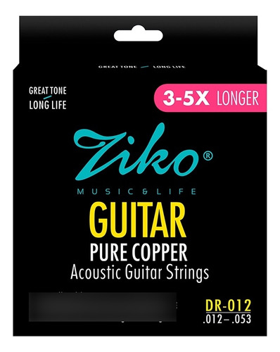 Ziko Cuerdas Metálicas Guitarra Acústica 0.12 Dr-012