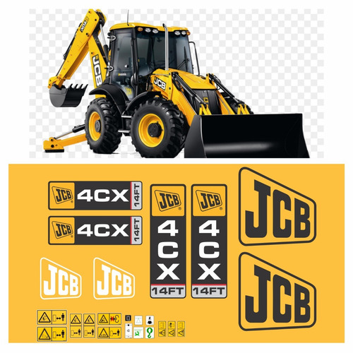 Kit De Adesivos Retroescavadeira Compatível Com Jcb 4 Cx 4cx