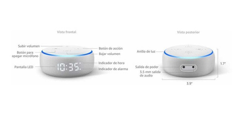 Parlante Inteligente Echo Dot 3 Reloj Amazon Original