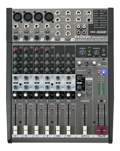 Consola Mixer Phonic Am120fx Usb 4 Mic/line + 4 Stereo Dfx