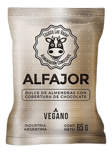 Alfajor De Chocolate Vegano Felices Las Vacas X 65 Gr