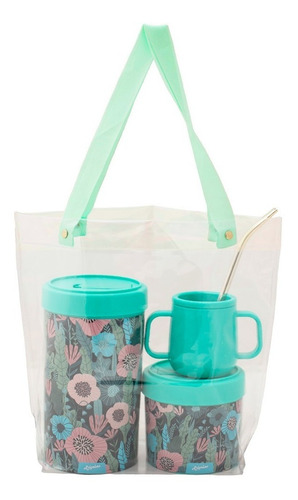 Imagen 1 de 4 de Combo Set Kit Matero Regalo Mujer Mate Bombilla Latas Bolso