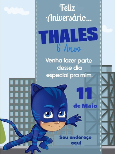 Imagem 6 de 7 de Convite Digital De Aniversário - Pj Masks