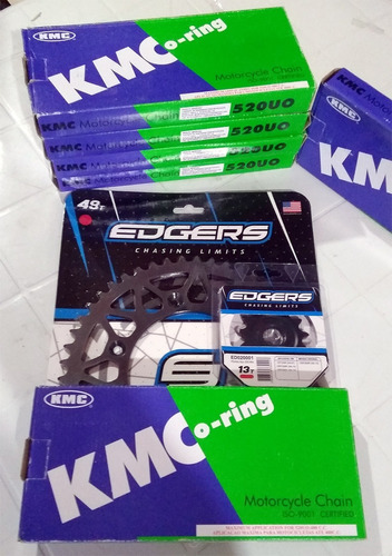 Kit Relação Crf250r-x Cr125 Edgers + Corrente Kmc C/retentor