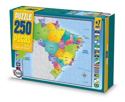 Jogo Quebra Cabeça Infantil Educativo Mapa Do Brasil 250 Pçs