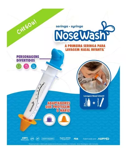 Kit Seringa Lavagem Nasal Infantil + Soro Nosewash Unicórnio