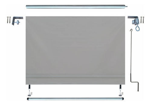 Toldo Cortina Retrátil 2,20 L X 2,60 Alt Completo Com Tubos