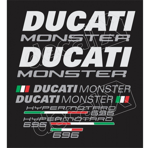 Adesivo Compatível Ducati Monster Hypermotard 696 Preta R477 Cor PRATA