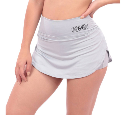 Short Falda Deportivo Color Plata | Falda Pantalón Para Gym