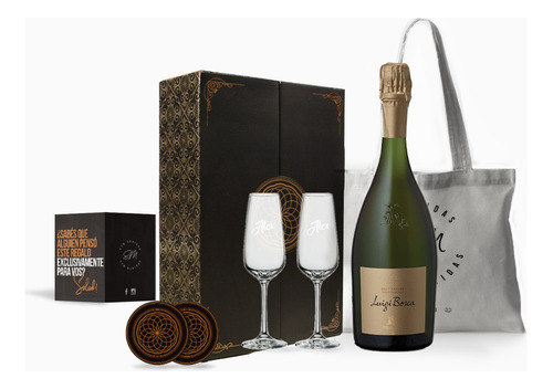 Luigi Bosca Brut Nature Copas Transparentes Grabadas