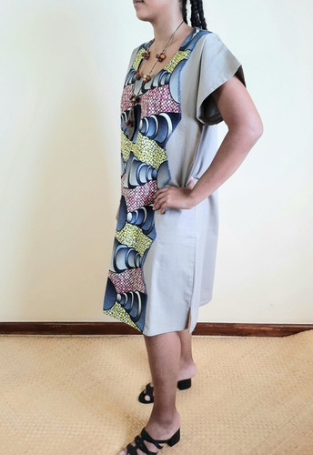 Imagem 3 de 5 de Vestido Kaftan Feminino Curto Tecido Bakhita