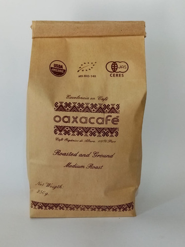 Café Orgánico Oaxacafé 250g Molido Bolsa Kraft Tueste Medio