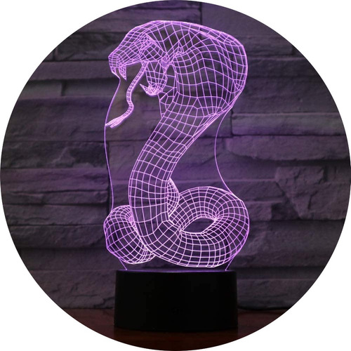 Lampara Led Acrílico Cobra Serpiente Animal Fauna Colección 