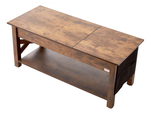 Mesa De Centro Con Compartimentos Y Estante 120x50cm