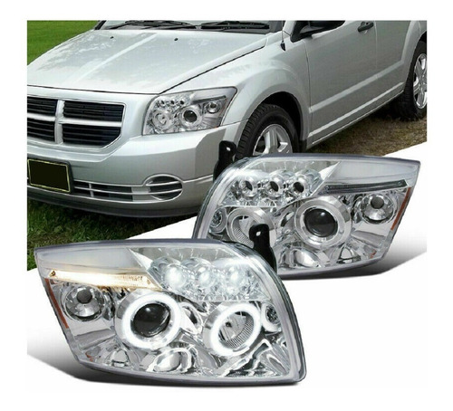 Dodge Caliber 2007 - 2012 Juego Faros Con Ojo De Angel Claro