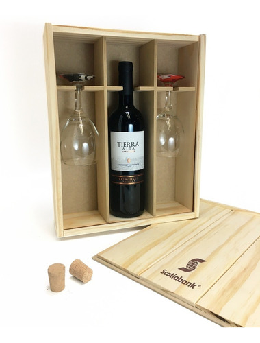 X20 Cajas Para Presentar Vino Y Copas De Madera Logo Grabado