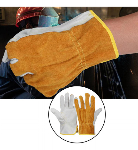 2x Guantes De Soldadura Cuero Protege Las Manos Del Soldador