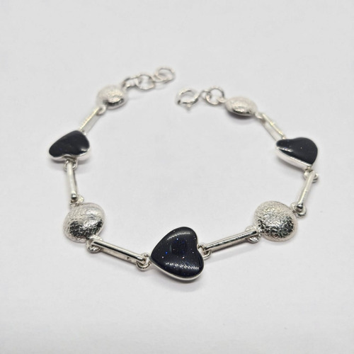 Pulsera  Plata 950 Corazón Lluvia De Estrella