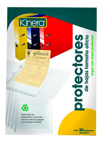 Protector De Hoja Azor Kinera Paq Con 50 Pzs Tamaño Oficio