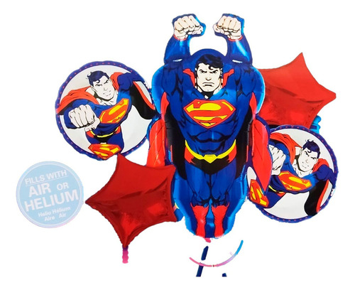 Globos Decoracion Super Man Avengers Heroes Rojo Azul