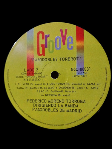 Federico Moreno Torroba - Pasodobles Toreros (vinilo) (Usado)