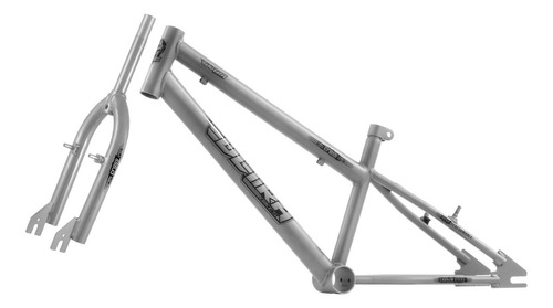 Quadro De Bicicleta Aro 20 Tipo Cross Rebaixado + Garfo Aço Cor Cinza