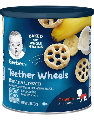 Gerber Snacks For Baby Teether Wheels Banana Cream Baked Sabor Plátano