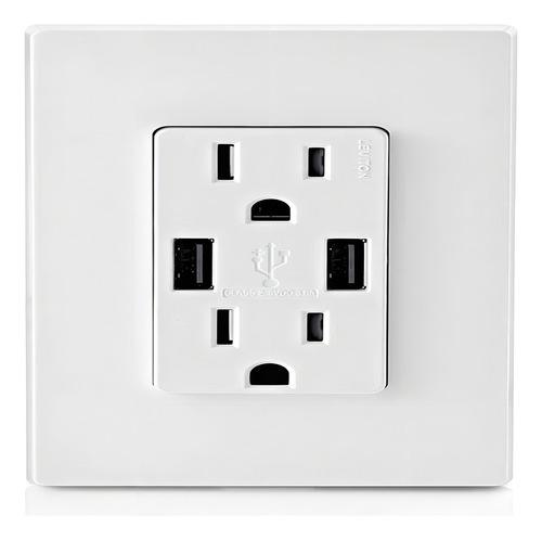 Contacto Dúplex Tomacorriente Y Cargador Usb T5632w Leviton Color Blanco