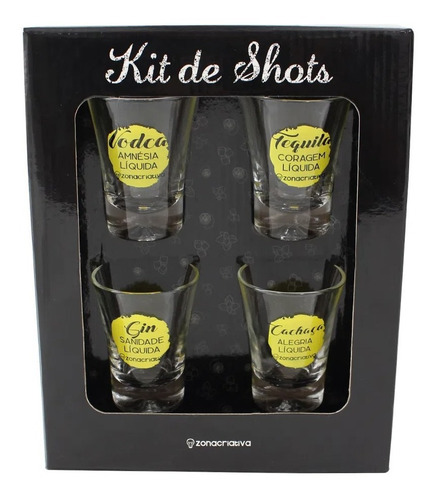 Drink Kit Shot C/ 4 Pçs 60ml Soluçoes Liquidas Zona Criativa