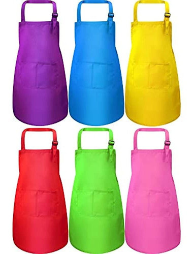 Delantal Para Niños De 6 Piezas Con Bolsillo Ajustable Dela