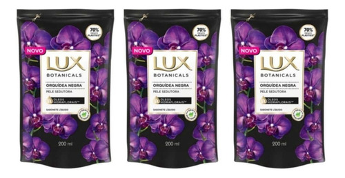 Lux Orquídea Negra Sab Líquido Suave Refil 200ml (kit C/03)