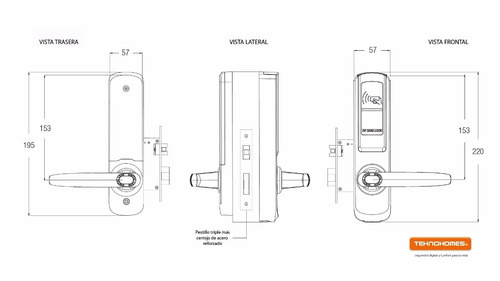 Cerradura Digital Biometrica Tekno Fit Cc Huella Clave Llave