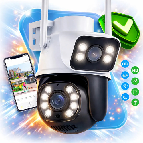 Câmera de Segurança Wifi Full Hd Externa Maxnova Prova D'água Lente Dupla Ip66 Cor Branco